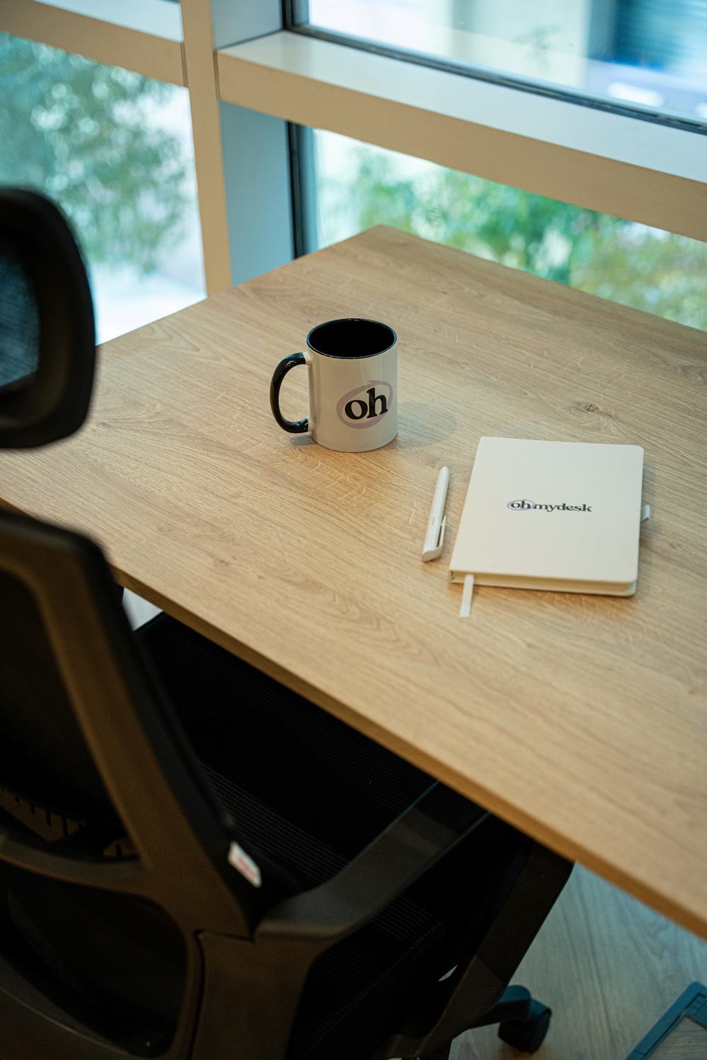 A desk in an Oh My Desk office